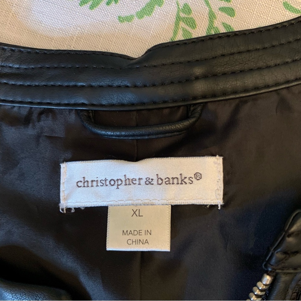 Christopher & Banks Black Faux Leather Jacket - Picture 8 of 15